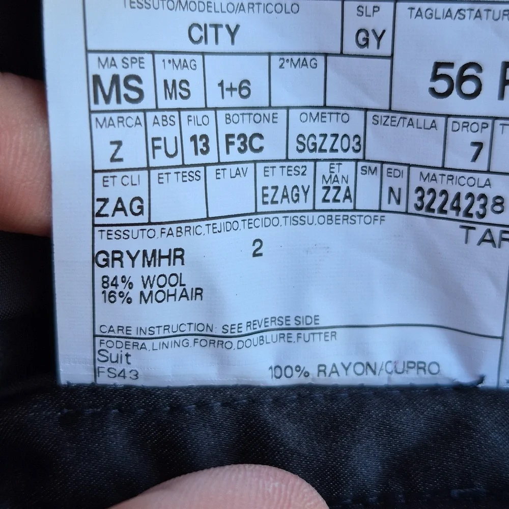 Z ZEGNA City Solid Grey Mohair Wool Blend Sz 44 R Mens Sport Coat Suit Jacket - Picture 7 of 7